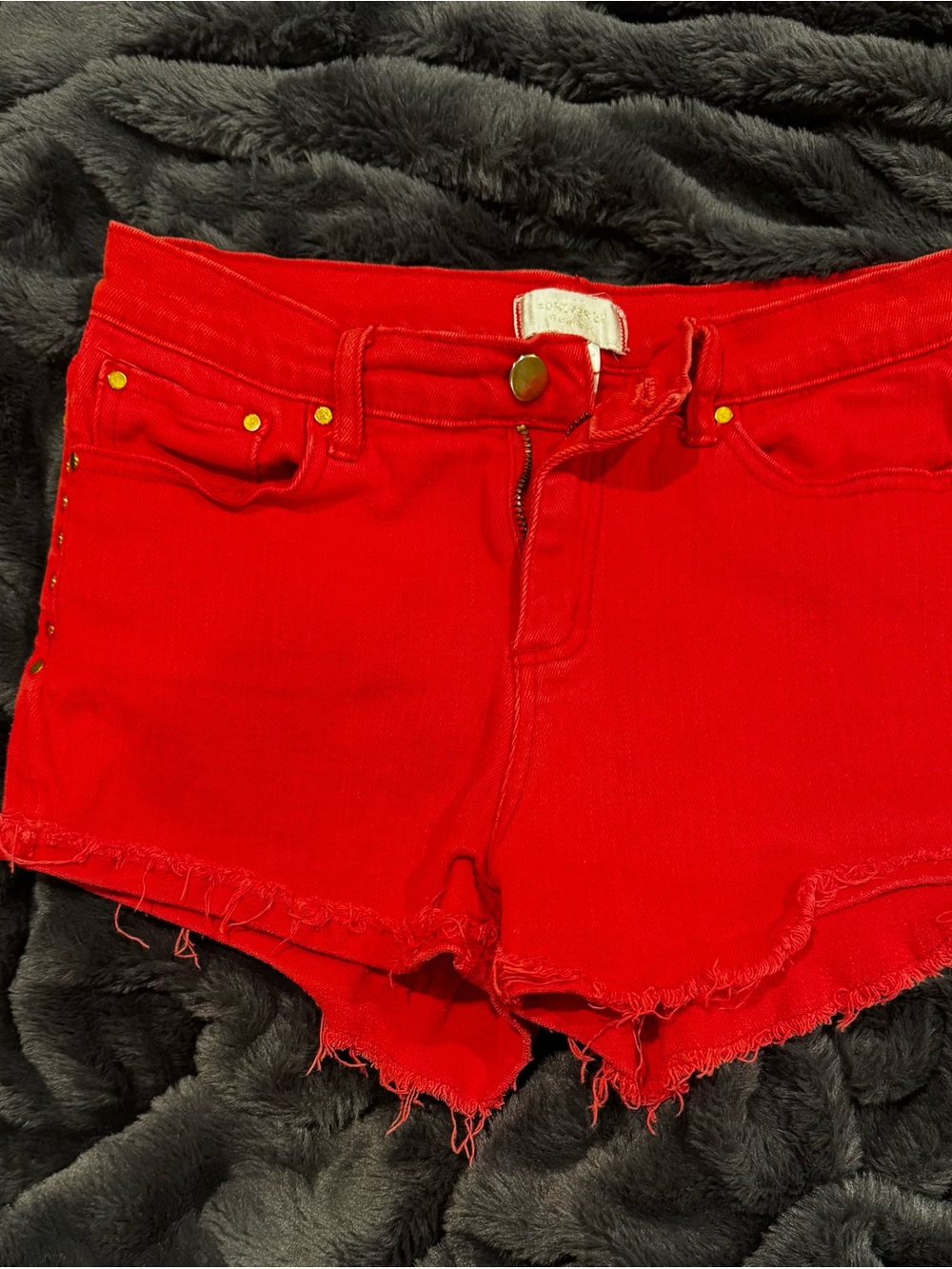 Forever 21 Bright Red Denim Cutoff Shorts